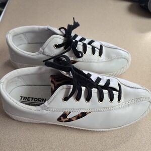 Tretorn White Sneakers with Leopard Detail